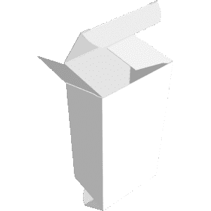 Darstellung einer weißen Medikamentenschachtel mit geöffnetem Deckel